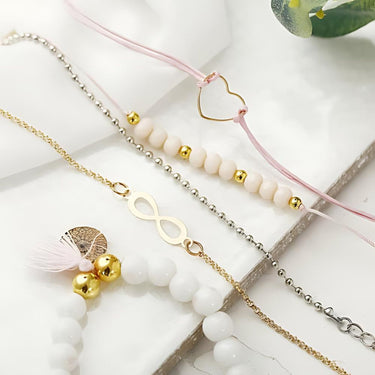 Infinity 5 Piece Bracelet Set 18K Gold Plated Bracelet ITALY Design